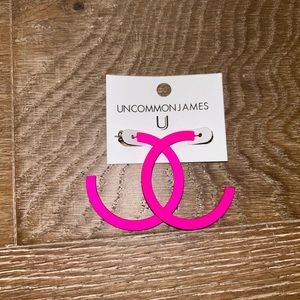 Uncommon James hot pink hoop earrings brand new unworn